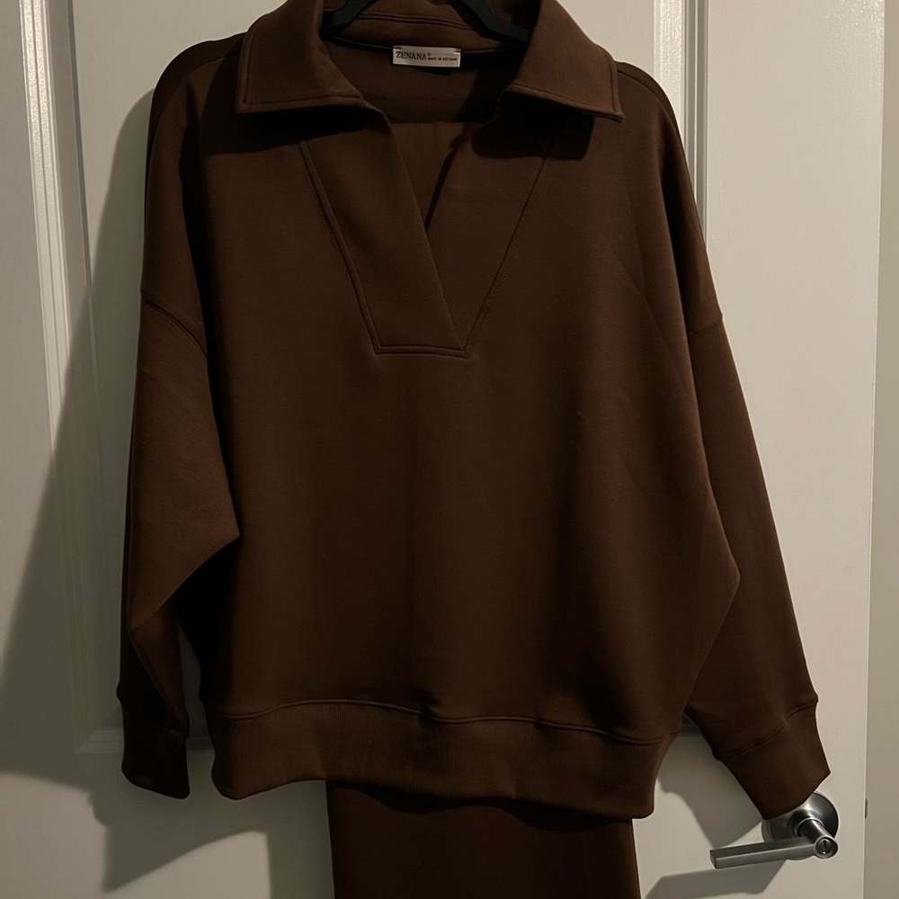 Chocolate 2pc set, wide leg